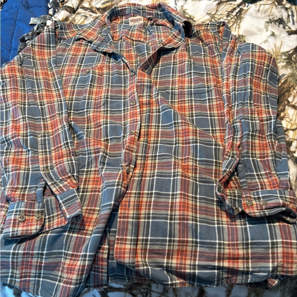 RedHead Men's Blue and Red Plaid Button-Down Shirt